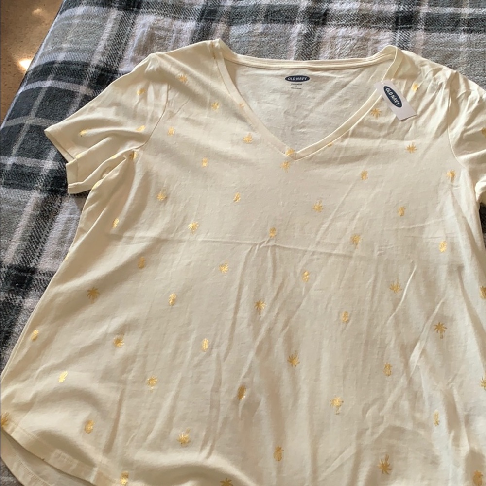 Cream white short sleeve shirt size Large